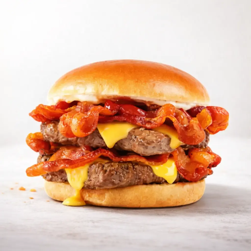 Wendy's Menu with Prices, Calories & Nutrition 2026 4 Wendy's Baconator with white background.