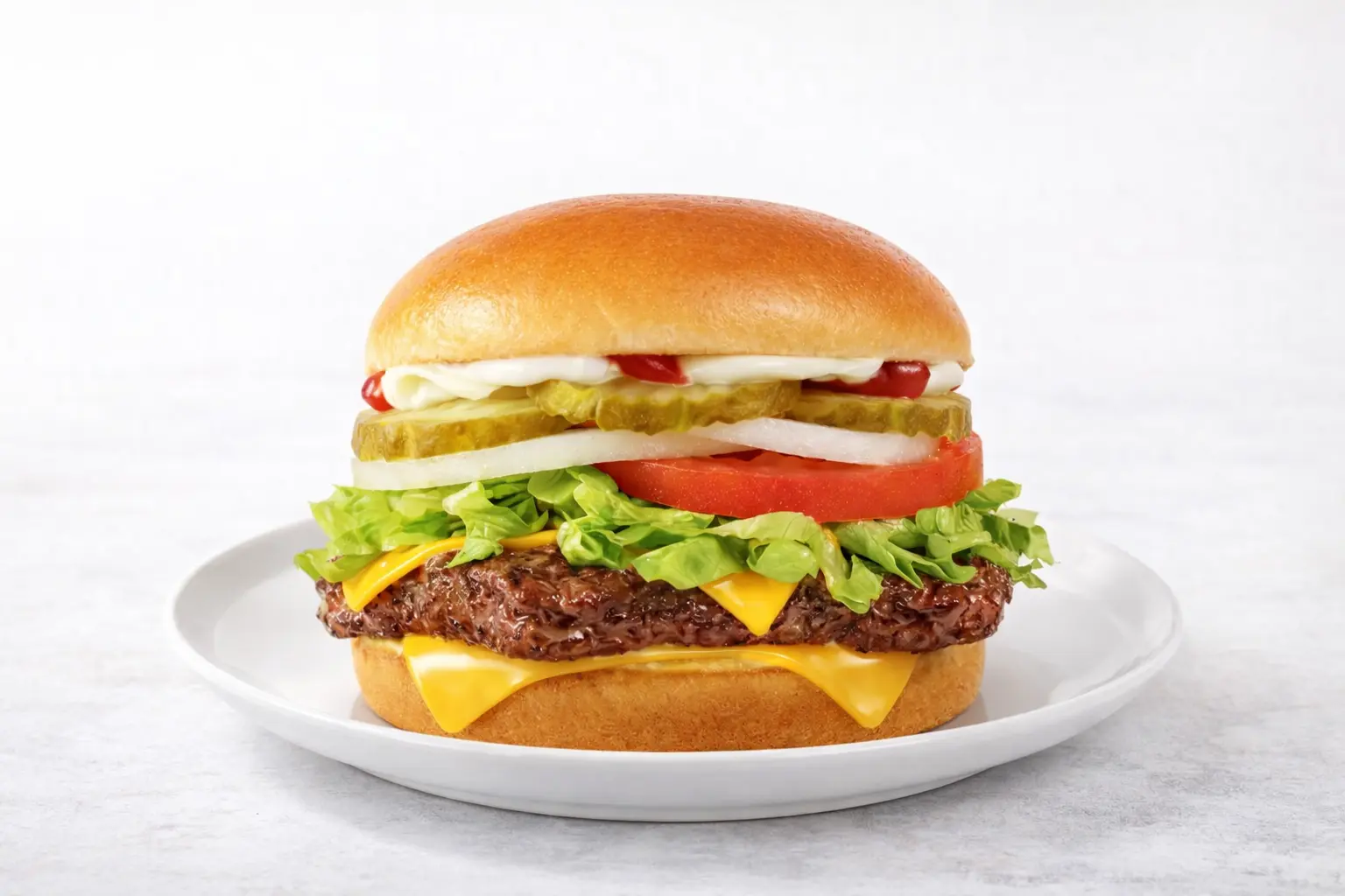 Wendy's Menu with Prices, Calories & Nutrition 2026 9 Wendy's Dave's Single on a white plate.